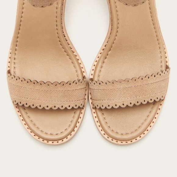 $330 Frye Blush Pink Brielle Scallop Suede Back Zip Heeled Sandal Wedding/Formal - Picture 4 of 15